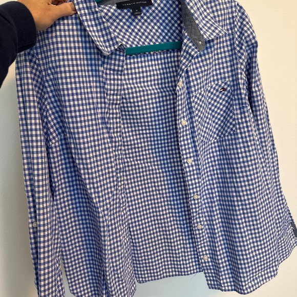 Tommy Hilfiger size medium blue gingham button down - Picture 1 of 1